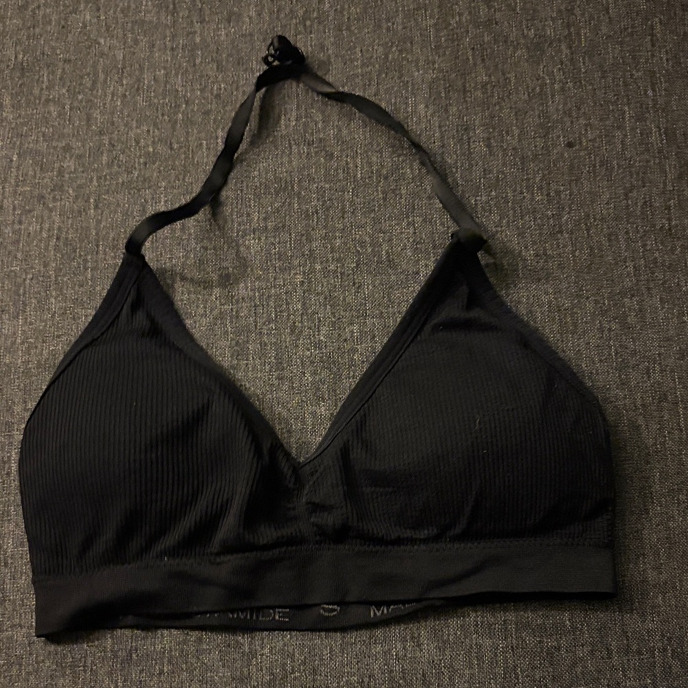 Elegant Black Halter Sports Bra